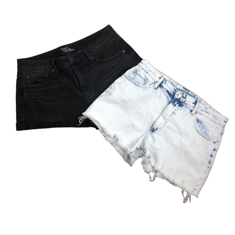 Wild Fable Time and True Shorts Bundle 2 Pair Sz 12 Black and Light Wash Denim